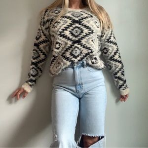 Mohair retro inspired tribal print sweater - Lumiere